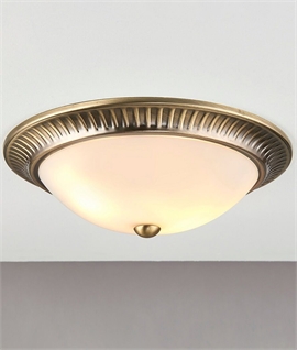 Antique Brass Traditional Flush Ceiling Light with Frosted Glass
