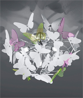Flush Ceiling Light with Acrylic Butterflies Dia 450mm