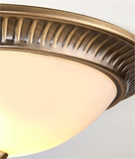 Antique Brass Traditional Flush Ceiling Light with Frosted Glass