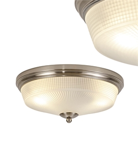 Ceiling Light with Prismatic Glass and Satin Nickel Trim, 34?cm
