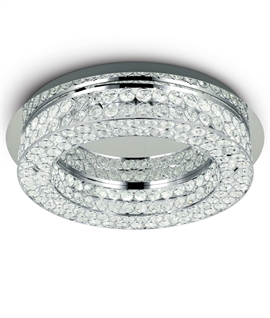 Circular Glass Crystal LED Ceiling Light For Low Ceilings
