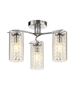 Flush Mounted Chrome & Clear Glass with Crystal Ceiling Light