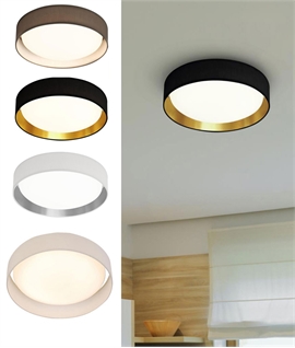 Flush Round Domed Diffuser LED Ceiling Light - Fabric Shade