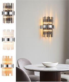 Polished Nickel Banded Glass Wall Light - 3 Options