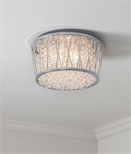 Flush Mounted Crystal and Chrome Ceiling Light