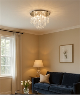 Elegant Chrome Classic Cut Glass Ceiling Light - G9 Mains Lamps