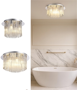 Chrome & Gass Flush Decorative Ceiling Light - IP44 Rated