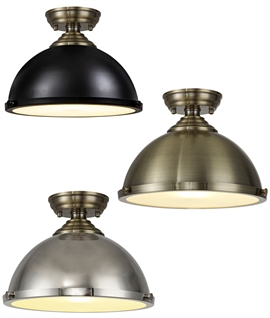 Flush Mounted Metal & Antique Brass Finish Dome Shade Light - Dia 310mm