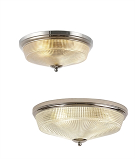 Polished Nickel Flush Mounted Prismatic Glass Ceiling Light Polished Nickel Flush Mounted Prismatic Glass Ceiling Light