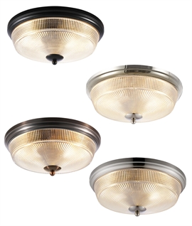 Prismatic Glass Flush Bathroom Ceiling Light - IP44 Rated