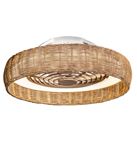 Ceiling Fan with Rattan Shade and LED Illumination