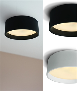 LED Flush to Ceiling Drum Light - Black or White Dia 355mm