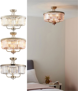 Sparkling Faceted Glass Chandelier for Low Ceilings