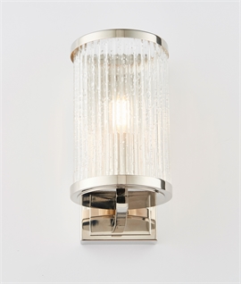 Nickel-Plated Wall Light with Ribbed Bubbled Glass - Elegant Indoor Wall Sconce