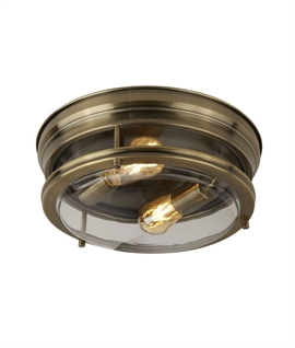 Flush Traditional Style Bathroom Ceiling Light - 2 Finishes