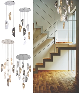Cluster Pendant with Clear, Amber & Smoke Fold Glass Shades