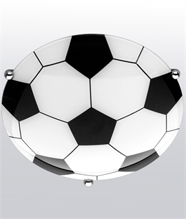 Flush Football Themed Ceiling Light - Aluminium & Glass