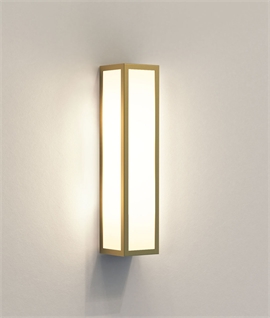 Tall Rectangular Metal-Framed Wall Light - For Use Inside or Out