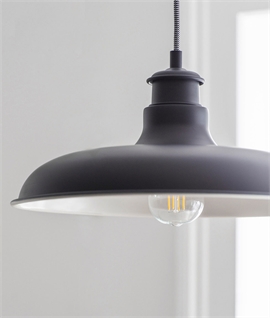 French Style Interior Pendant Light - Wide Shade in Satin Black