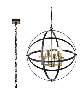 Frentzen Pendant, 6 x E14, Black-Gold