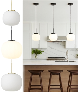 Frosted Glass Oval Ball Sphere Pendant - 2 Sizes