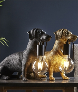 Super Cute Dachshund Table Lamp - Black or Gold