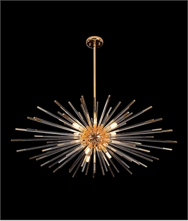 Gold Explosion Pendant with Glass Rods