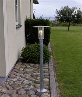 Modern Exterior Bollard in Raw Galvanised Finish - 2 Sizes