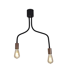 Garrett Flexible Ceiling 2 Light E27, Satin Black-Brushed Copper
