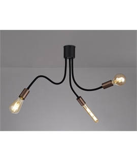 Garrett Flexible Ceiling 3 Light E27, Satin Black-Brushed Copper