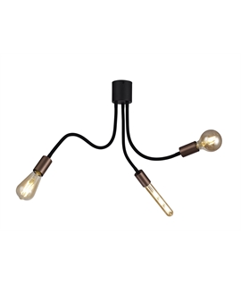 Garrett Flexible Ceiling 3 Light E27, Satin Black-Brushed Copper