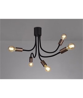 Garrett Flexible Ceiling 5 Light E27, Satin Black-Brushed Copper