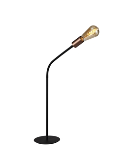 Garrett Flexible Table Lamp, 1 Light E27, Satin Black-Brushed Copper
