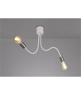 Garrett Flexible Ceiling 2 Light E27 Satin White-Satin Nickel