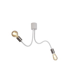 Garrett Flexible Ceiling 2 Light E27 Satin White-Satin Nickel