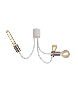 Garrett Flexible Ceiling 3 Light E27 Satin White-Satin Nickel