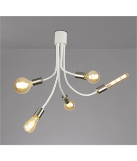 Garrett Flexible Ceiling 5 Light E27 Satin White-Satin Nickel