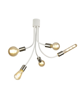 Garrett Flexible Ceiling 5 Light E27 Satin White-Satin Nickel