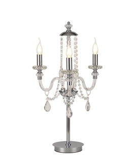 Gartner Table Lamp, 3 Light E14, Polished Chrome-Clear Glass-Crystal, (ITEM REQUIRES CONSTRUCTION-CONNECTION)