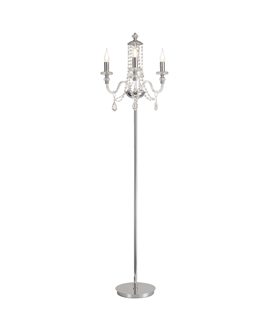 Gartner Floor Lamp, 3 Light E14, Polished Chrome-Clear Glass-Crystal, (ITEM REQUIRES CONSTRUCTION-CONNECTION)