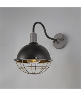 Geki Wall Lamp, 1 Light E27, IP65, Matt Black-Grey, 2yrs Warranty