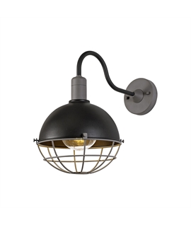 Geki Wall Lamp, 1 Light E27, IP65, Matt Black-Grey, 2yrs Warranty