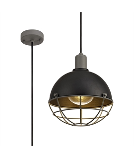 Geki Pendant, 1 Light E27, IP65, Matt Black-Grey, 2yrs Warranty