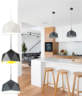 Heikki Faceted Geometric Shade Single Pendant - 3 Colours