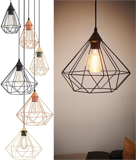 Metal Wire Cage Pendant Light - Cut Jewel Design