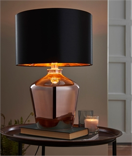 Copper Glass Base Table Lamp with Black Shade