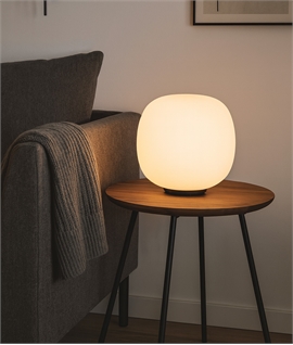 Oval Ball & Black Table Lamp with Frosted White Glass Globe - 2 Sizes