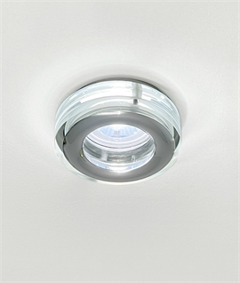 Floating Halo Glass GU10 Recessed Downlight - Chrome Finish IP54 for Bathrooms