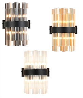 Satin Black Banded Glass Wall Light - 3 Options