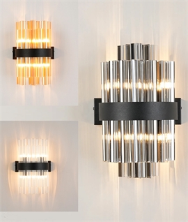 Satin Black Banded Glass Wall Light - 3 Options